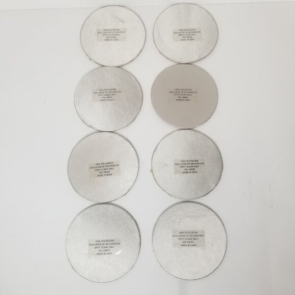 Coaster Set of 8 India Round 4.5" Seed Bead Beaded Pear Avocado Fruit Stackable - Picture 7 of 9